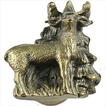 Sierra Lifestyles 681290: Standing Deer Cabinet Knob - Antique Brass