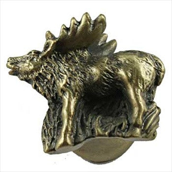 Sierra Lifestyles 681297: Standing Elk Cabinet Knob - Antique Brass