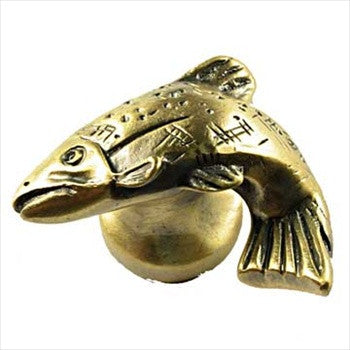 Sierra Lifestyles 681336: Fish Cabinet Knob (left facing) - Antique Brass