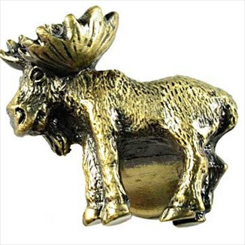 Sierra Lifestyles 681345: Realistic Moose Cabinet Knob (left facing) - Antique Brass