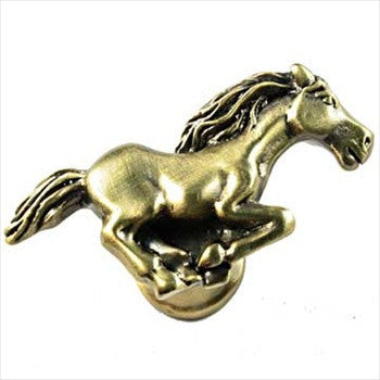 Sierra Lifestyles 681373: Stallion Cabinet Knob (right facing) - Antique Brass