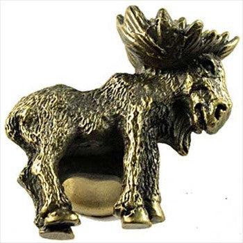 Sierra Lifestyles 681376: Realistic Moose Cabinet Knob (right facing) - Antique Brass