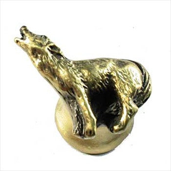 Sierra Lifestyles 681397: Howling Wolf Cabinet Knob - Antique Brass