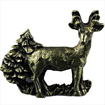 Sierra Lifestyles 681498: 2" cc Standing Deer Cabinet Pull - Antique Brass