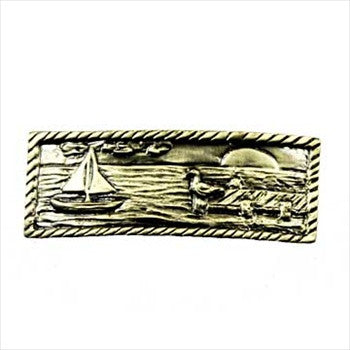 Sierra Lifestyles 681569: 3" cc Sail Boat Scene Cabinet Pull - Antique Brass