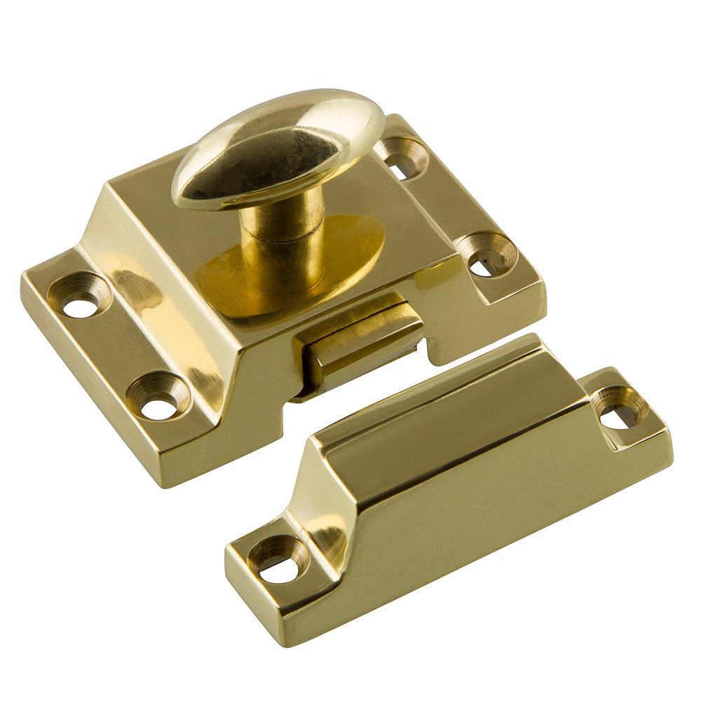 Nostalgic Warehouse 701042: Surface Mount Plain Cabinet Latch - Polished Brass