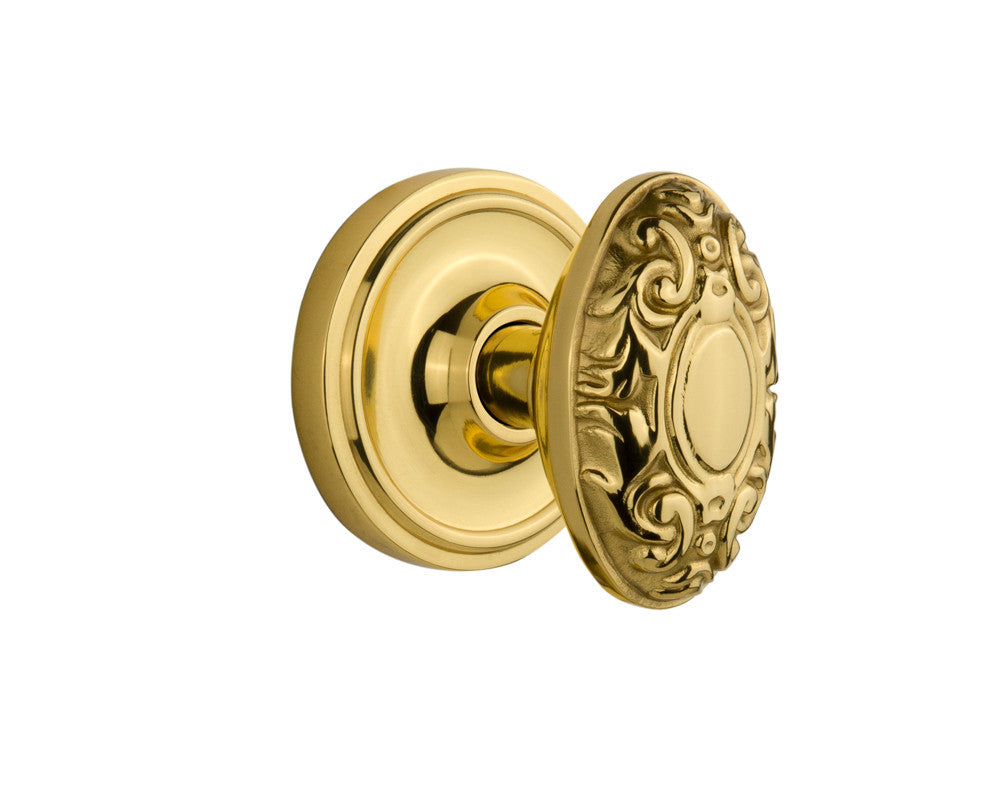 Nostalgic 701168: Classic Rosette w/Victorian Knob Passage Door Set - Polished Brass