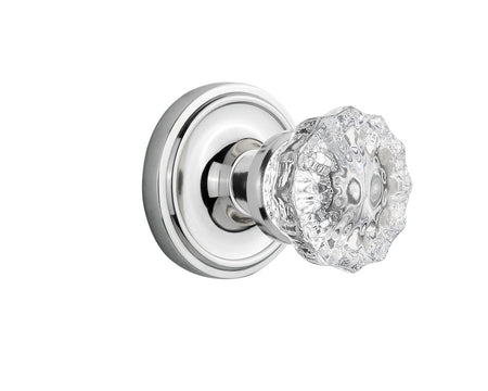 Nostalgic 701199: Classic Rosette w/Clear Crystal Glass Knob Single Dummy Door Set - Bright Chrome