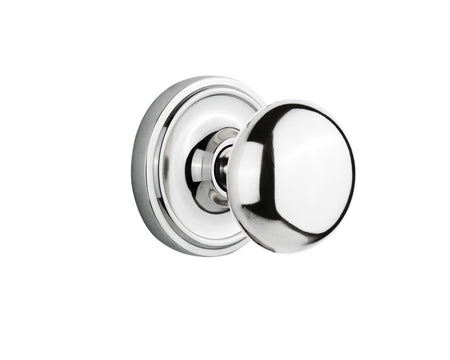 Nostalgic 701227: Classic Rosette w/New York Knob Single Dummy Door Set - Bright Chrome