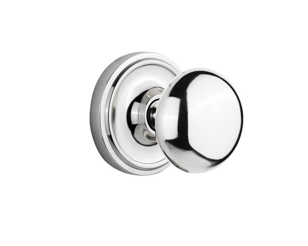 Nostalgic 701230: Classic Rosette w/New York Knob Privacy Door Set - Bright Chrome