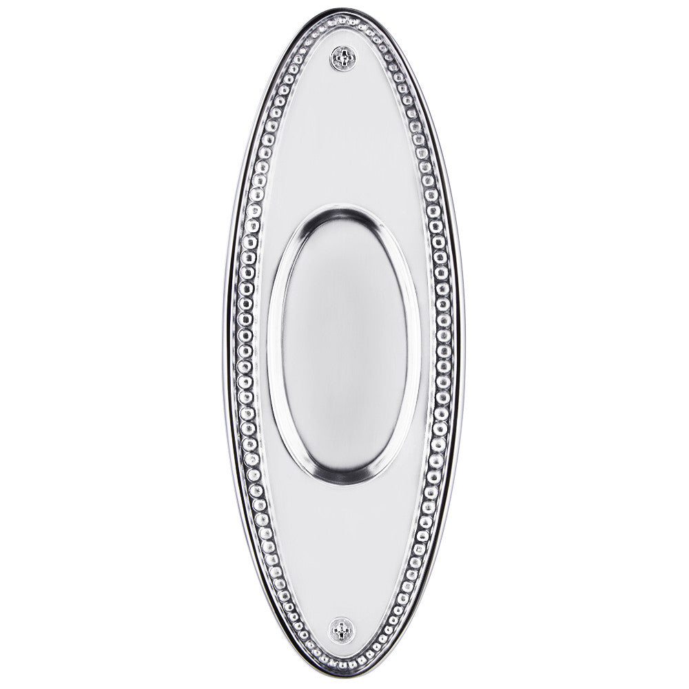 Nostalgic Warehouse 701404: 6-3/4" Oval Beaded Flush Door Pull - Bright Chrome