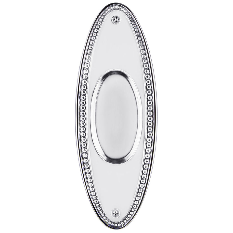Nostalgic Warehouse 701404: 6-3/4" Oval Beaded Flush Door Pull - Bright Chrome