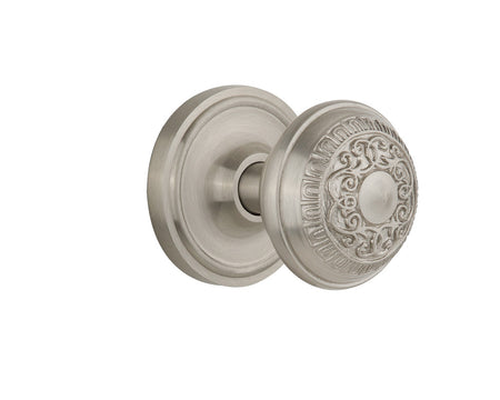 Nostalgic 701950: Classic Rosette w/Egg & Dart Knob Single Dummy Door Set - Satin Nickel