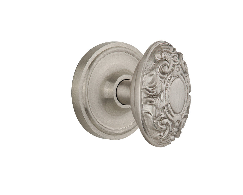 Nostalgic 702028: Classic Rosette w/Victorian Knob Single Dummy Door Set - Satin Nickel