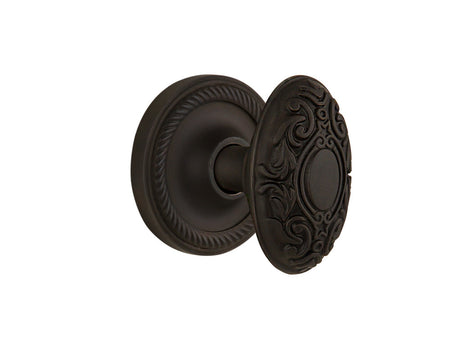 Nostalgic 702527: Rope Rosette w/Victorian Knob Privacy Door Set - Oil-Rubbed Bronze