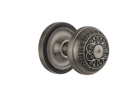 Nostalgic 702551: Rope Rosette w/Egg & Dart Knob Privacy Door Set - Antique Pewter