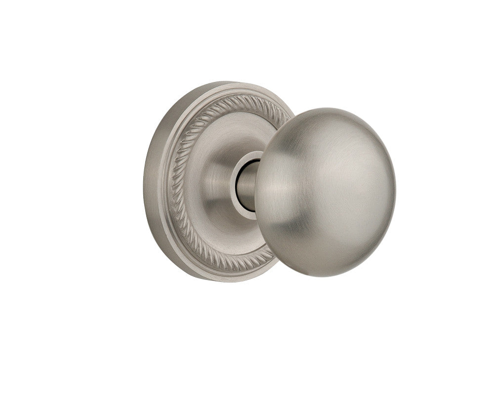 Nostalgic 702580: Rope Rosette w/New York Knob Privacy Door Set - Satin Nickel