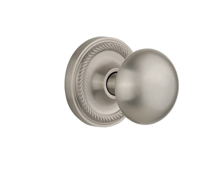 Nostalgic 702580: Rope Rosette w/New York Knob Privacy Door Set - Satin Nickel