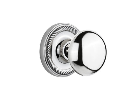 Nostalgic 702583: Rope Rosette w/New York Knob Passage Door Set - Bright Chrome