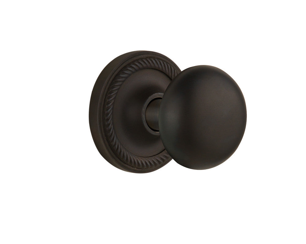 Nostalgic 702584: Rope Rosette w/New York Knob Passage Door Set - Oil-Rubbed Bronze