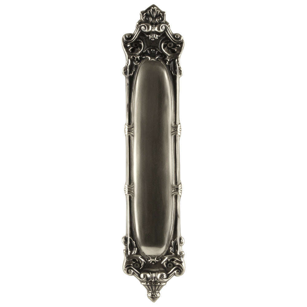 Nostalgic Warehouse 703018: 15-1/4" Louis Pushplate - Antique Pewter