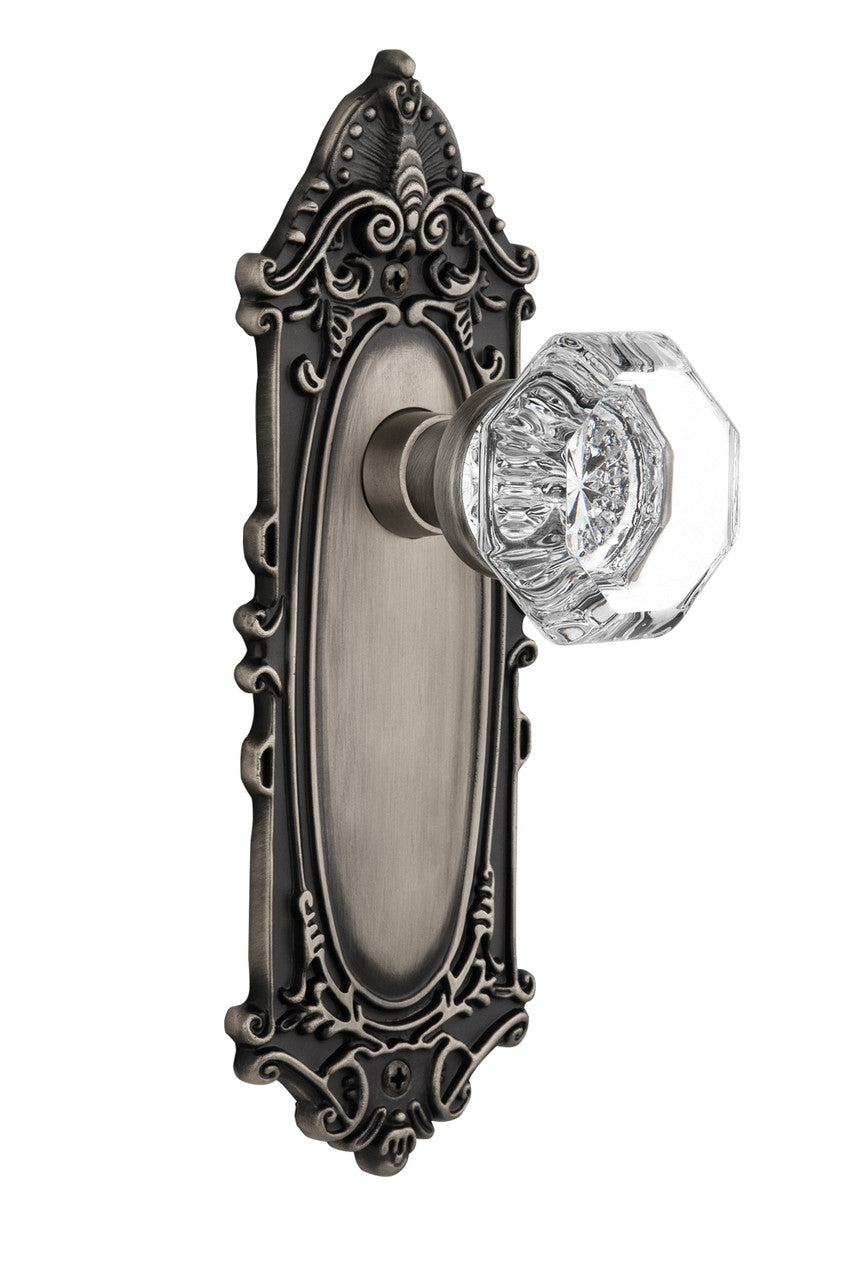 Nostalgic 704049: Victorian Backplate w/Waldorf Knob Privacy Door Set - Antique Pewter