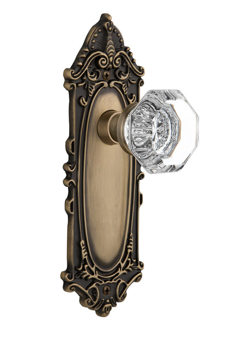 Nostalgic 704052: Victorian Backplate w/Waldorf Knob Privacy Door Set - Antique Brass