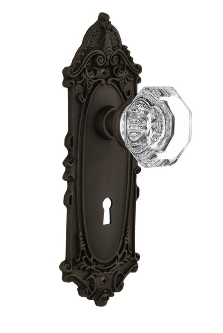 Nostalgic 704075: Victorian Backplate w/Waldorf Knob Privacy Door Set - Oil-Rubbed Bronze
