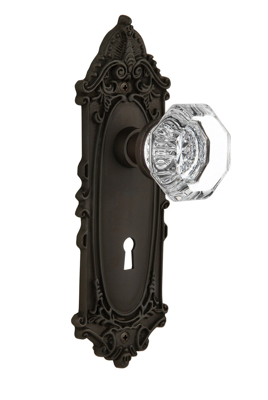 Nostalgic 704093: Victorian Backplate w/Waldorf Knob Single Dummy Door Set - Oil-Rubbed Bronze