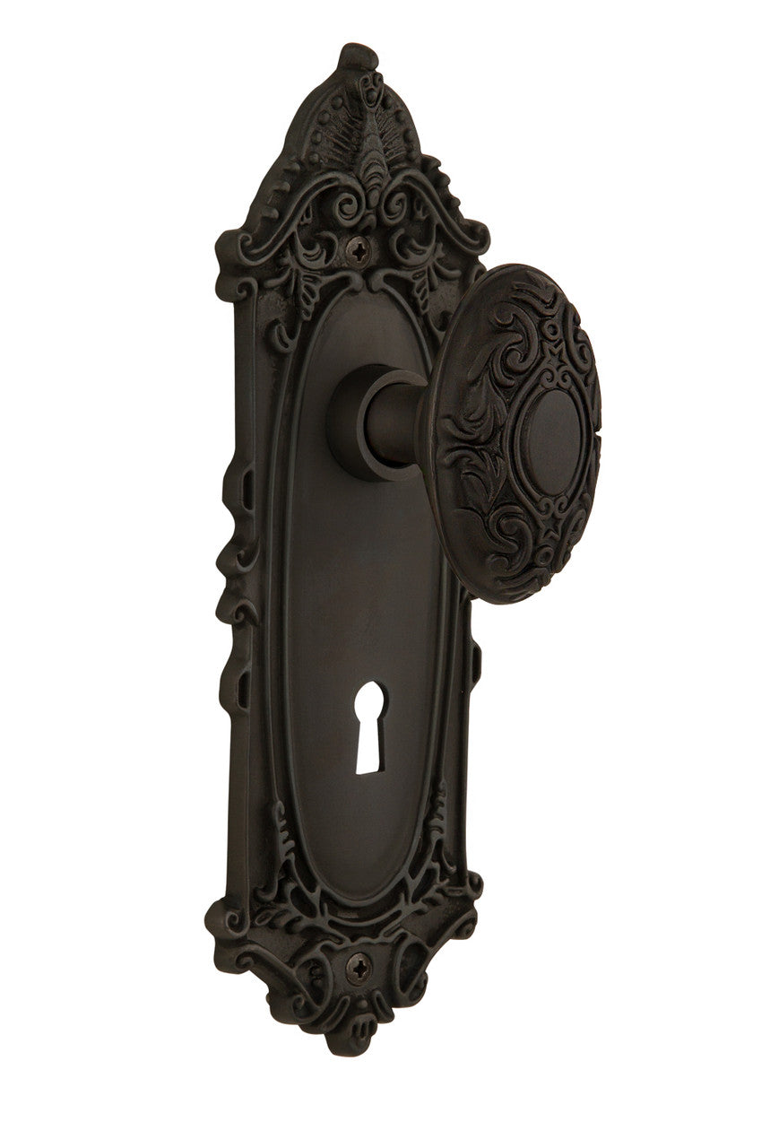 Nostalgic 704105: Victorian Backplate w/Victorian Knob Privacy Door Set - Oil-Rubbed Bronze