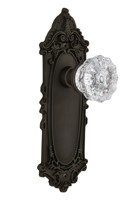 Nostalgic 704115: Victorian Backplate w/Clear Crystal Glass Knob Passage Door Set - Oil-Rubbed Bronze