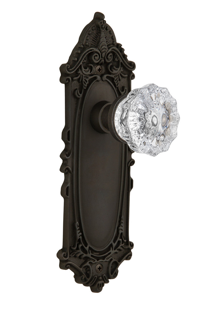 Nostalgic 704119: Victorian Backplate w/Clear Crystal Glass Knob Single Dummy Door Set - Oil-Rubbed Bronze