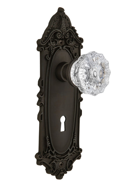 Nostalgic 704127: Victorian Backplate w/Clear Crystal Glass Knob Single Dummy Door Set - Oil-Rubbed Bronze