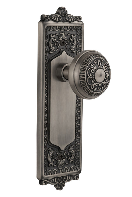 Nostalgic 704146: Egg & Dart Backplate w/Egg & Dart Knob Passage Door Set - Antique Pewter