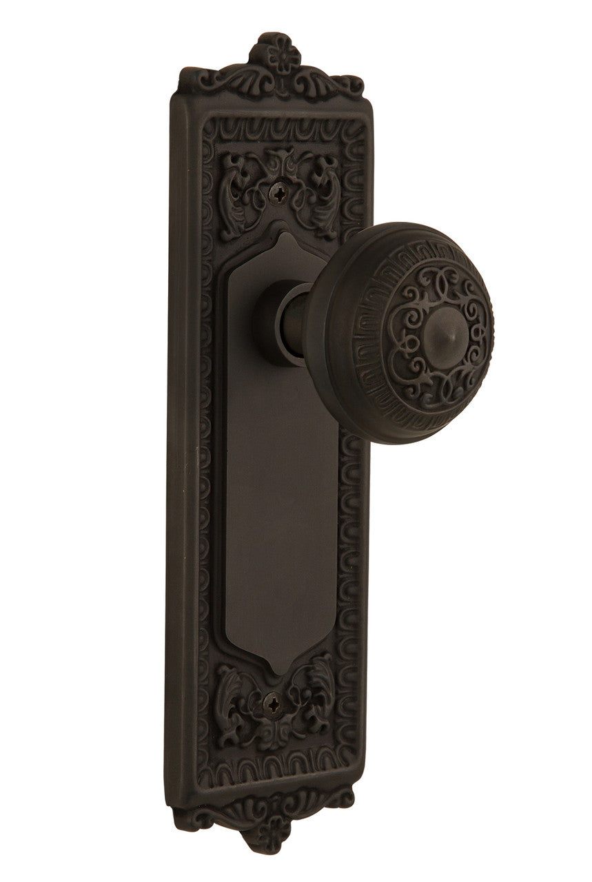 Nostalgic 704151: Egg & Dart Backplate w/Egg & Dart Knob Single Dummy Door Set - Oil-Rubbed Bronze