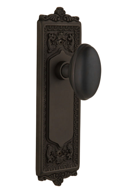 Nostalgic 704185: Egg & Dart Backplate w/Homestead Knob Passage Door Set - Oil-Rubbed Bronze
