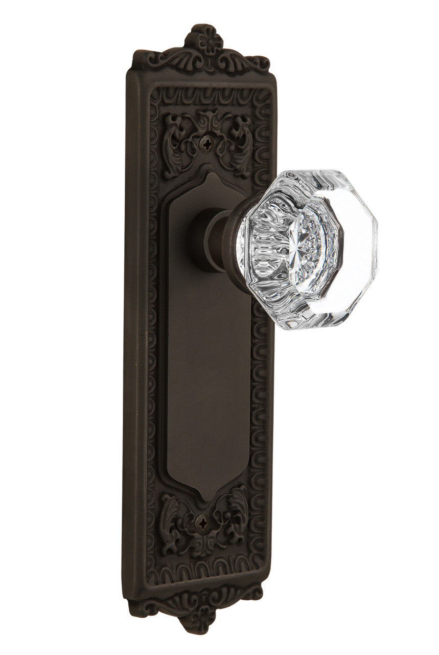 Nostalgic 704227: Egg & Dart Backplate w/Waldorf Knob Privacy Door Set - Oil-Rubbed Bronze