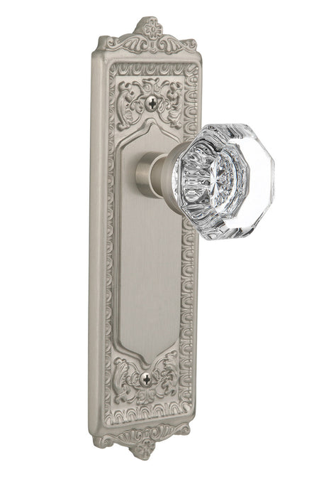Nostalgic 704244: Egg & Dart Backplate w/Waldorf Knob Single Dummy Door Set - Satin Nickel