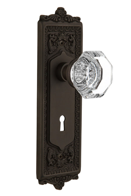 Nostalgic 704251: Egg & Dart Backplate w/Waldorf Knob Privacy Door Set - Oil-Rubbed Bronze