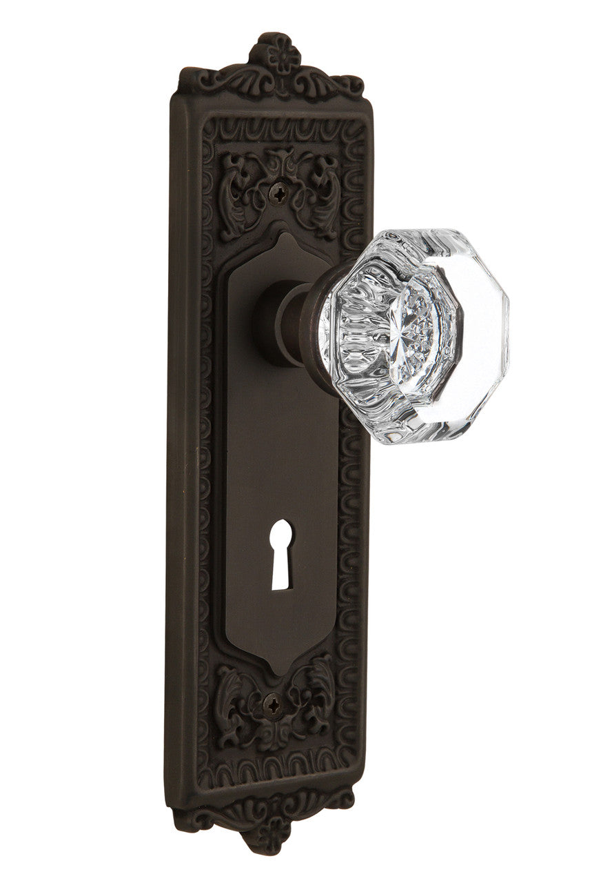 Nostalgic 704257: Egg & Dart Backplate w/Waldorf Knob Passage Door Set - Oil-Rubbed Bronze