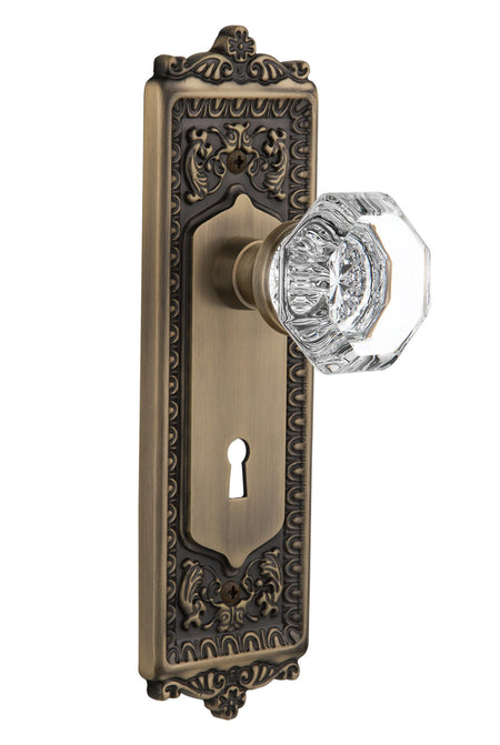 Nostalgic 704270: Egg & Dart Backplate w/Waldorf Knob Single Dummy Door Set - Antique Brass