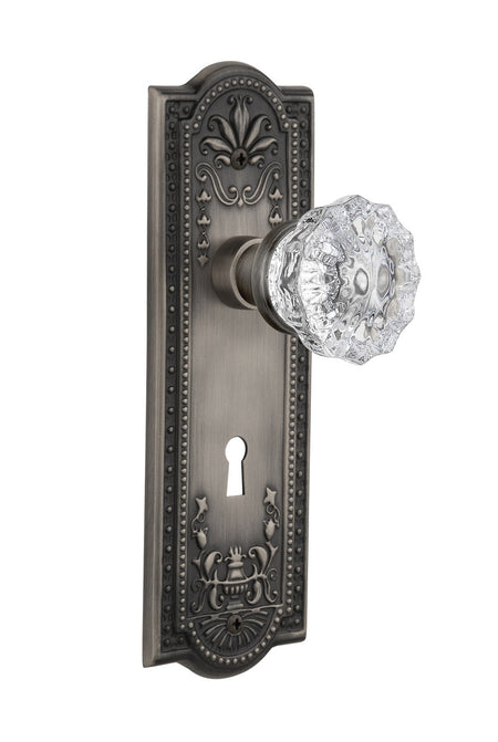 Nostalgic 704318: Meadows Backplate w/Clear Crystal Glass Knob Single Dummy Door Set - Antique Pewter