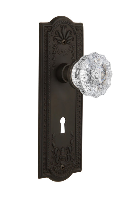 Nostalgic 704319: Meadows Backplate w/Clear Crystal Glass Knob Single Dummy Door Set - Oil-Rubbed Bronze