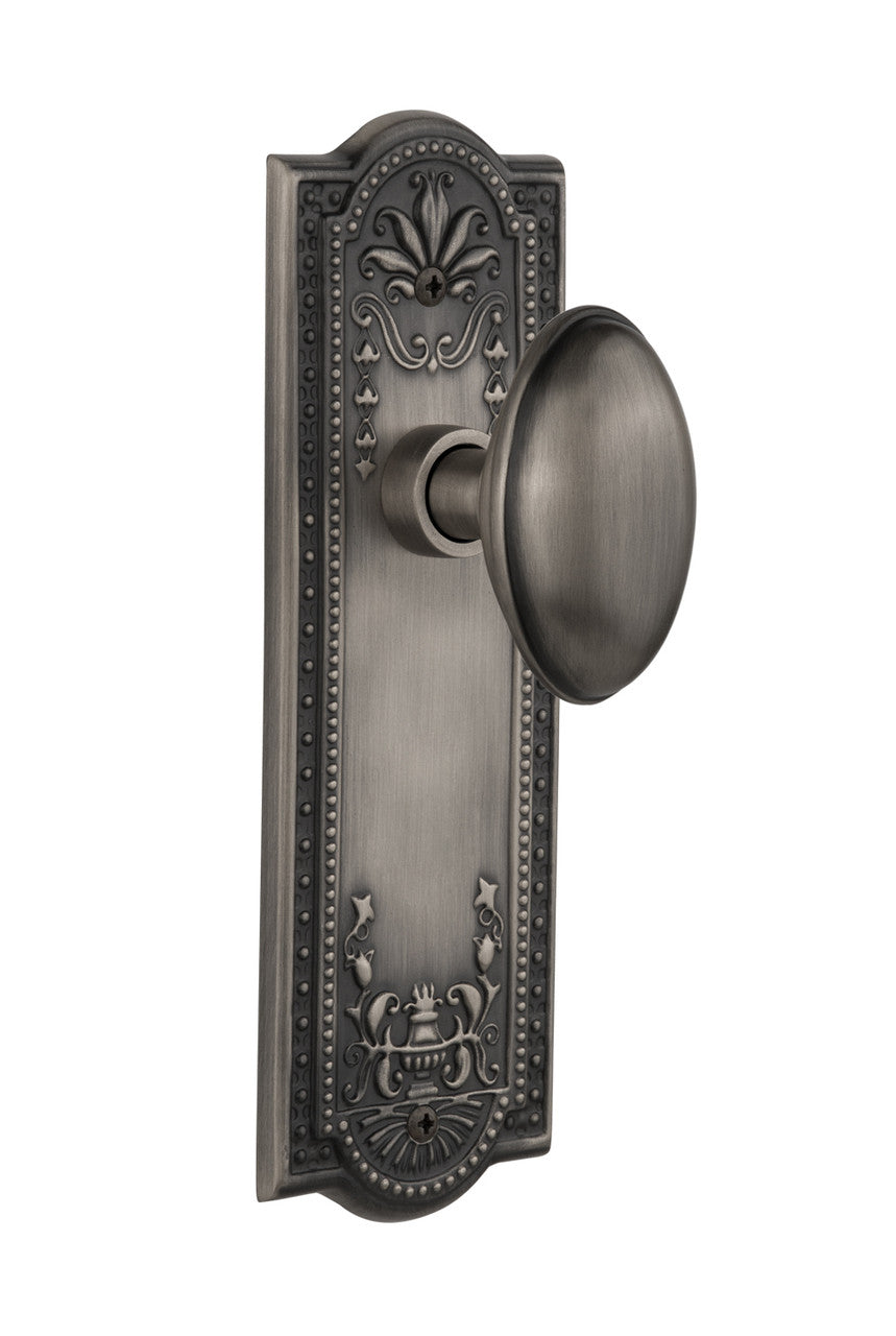 Nostalgic 704321: Meadows Backplate w/Homestead Knob Privacy Door Set - Antique Pewter