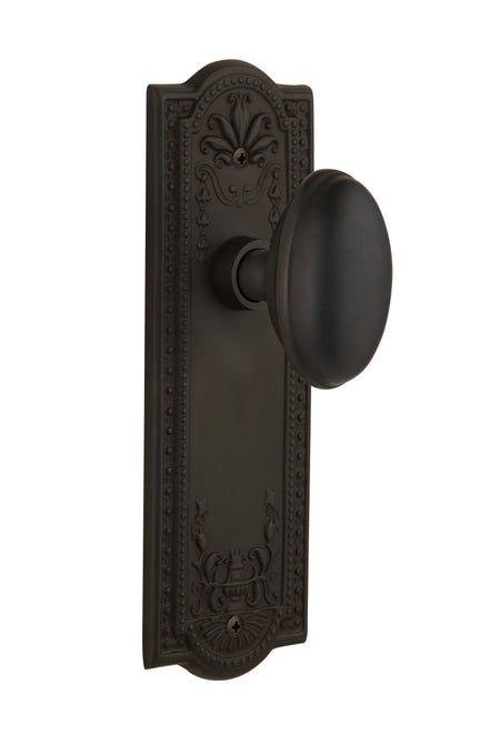 Nostalgic 704329: Meadows Backplate w/Homestead Knob Passage Door Set - Oil-Rubbed Bronze