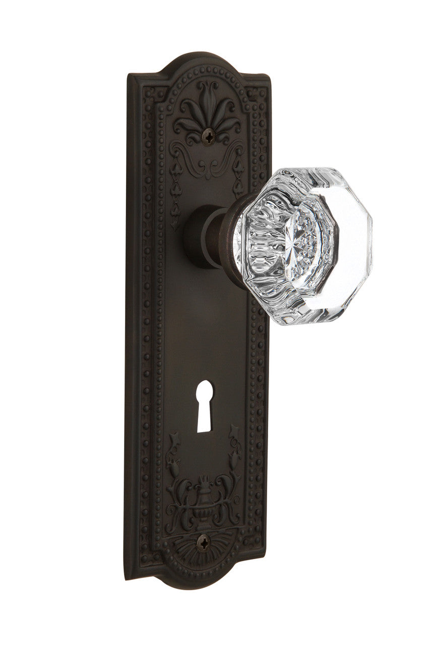 Nostalgic 704395: Meadows Backplate w/Waldorf Knob Privacy Door Set - Oil-Rubbed Bronze
