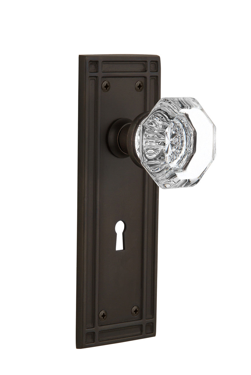 Nostalgic 704401: Meadows Backplate w/Waldorf Knob Passage Door Set - Oil-Rubbed Bronze