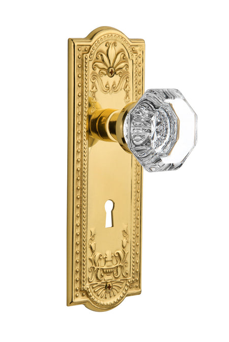 Nostalgic 704410: Meadows Backplate w/Waldorf Knob Single Dummy Door Set - Polished Brass