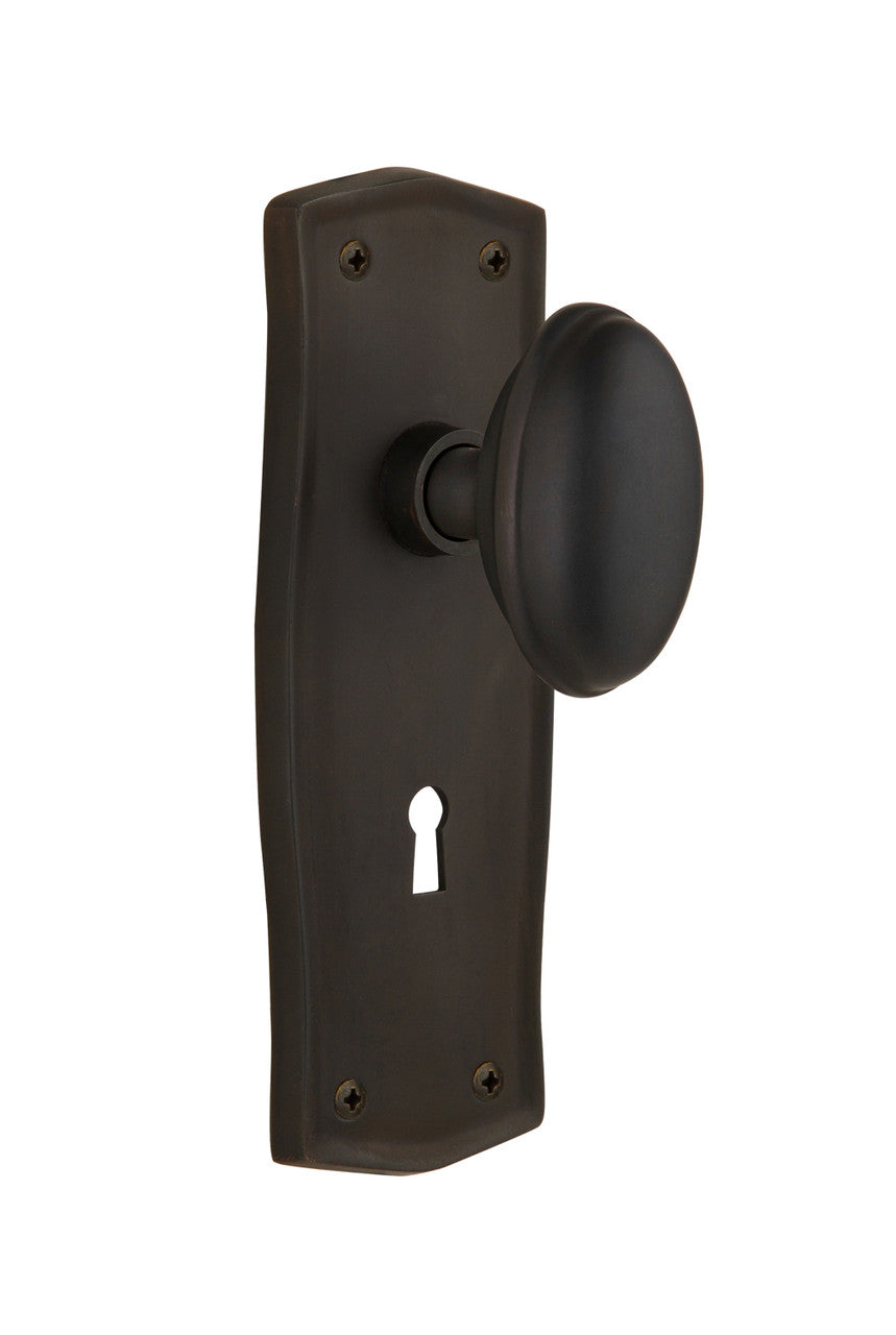 Nostalgic 704488: Prairie Backplate w/Homestead Knob Passage Door Set - Oil-Rubbed Bronze