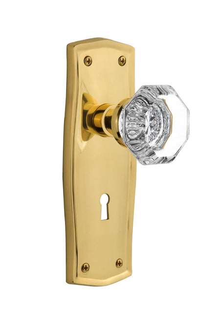 Nostalgic 704500: Prairie Backplate w/Waldorf Knob Privacy Door Set - Polished Brass